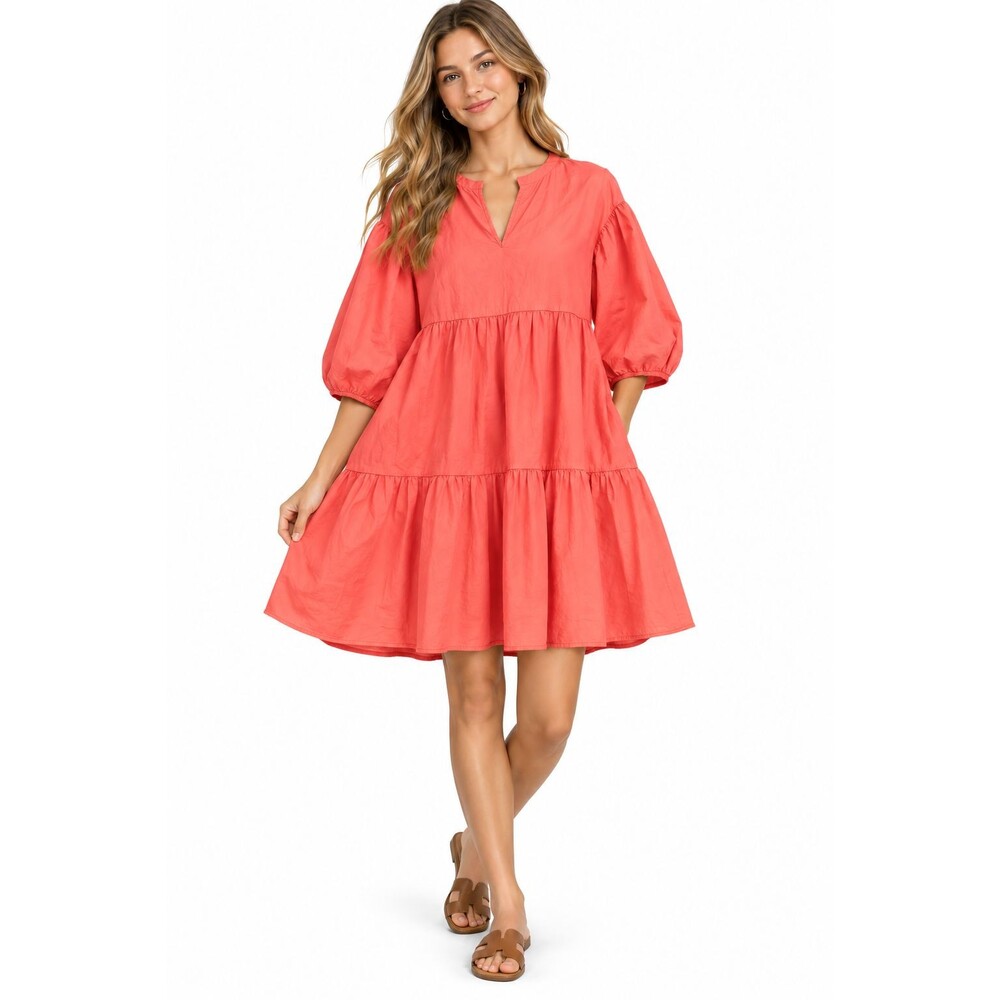 Sundry Evereve The Anywhere Tiered Dress Medium 8 10 (2) Puff Sleeve Babydoll